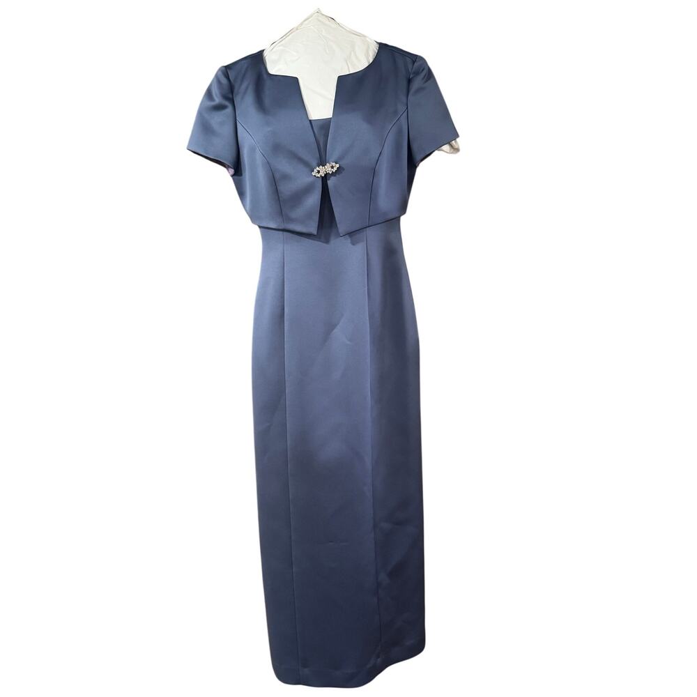 Alex Evenings Mother of the Bride Formal Gown  w/ Bolero Jacket Blue Size 4